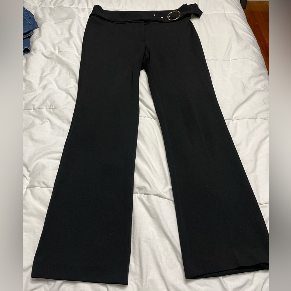 Anne Klein Women's Belted Black Wide-Leg Pants - 8US